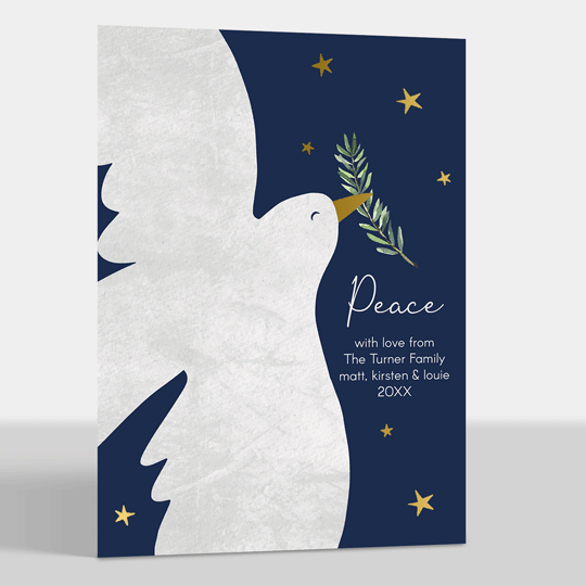 Foil Peace Dove Flat Holiday Cards